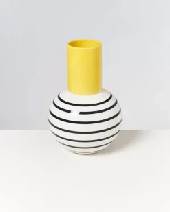 Motel a Miio Bola L^Bola Vase L Gelb Schwarz Gestreift