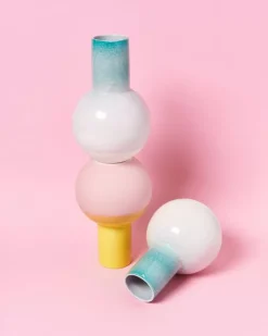 Motel a Miio Vasen^Bola Vase M Grun Rosa Gesprenkelt