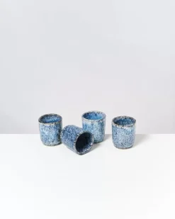 Motel a Miio 4 Teilige Sets^Cordoama 4Er Set Becher Klein Blau Gesprenkelt