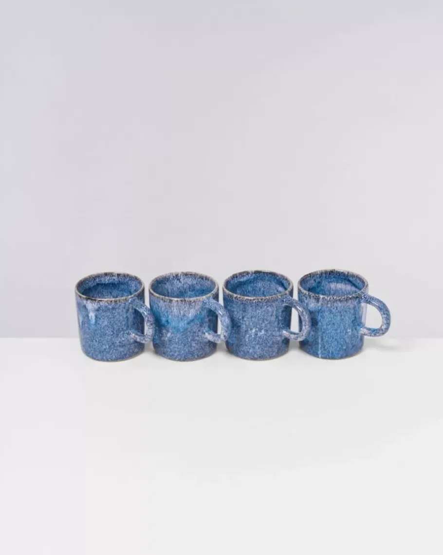 Motel a Miio 4 Teilige Sets^Cordoama 4Er Set Tasse Gros Blau Gesprenkelt