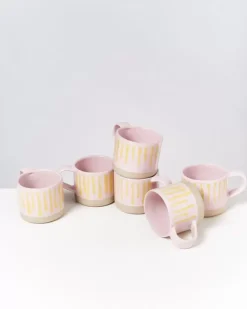 Motel a Miio Tassen & Becher Sets^Nodoa 6Er Set Tasse Rosa Gelb Gestreift