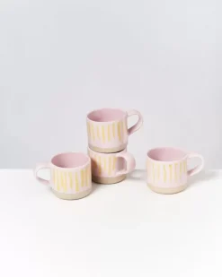 Motel a Miio Tassen & Becher Sets^Nodoa 4Er Set Tasse Rosa Gelb Gestreift