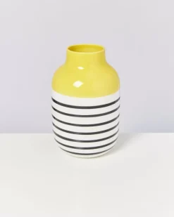 Motel a Miio Nuno L^Nuno Vase L Gelb Schwarz Gestreift