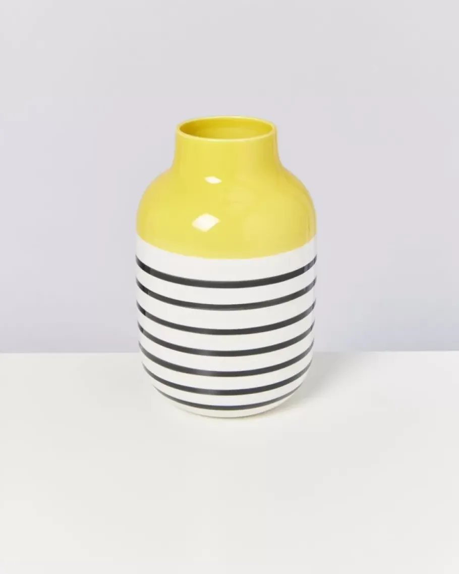 Motel a Miio Nuno L^Nuno Vase L Gelb Schwarz Gestreift
