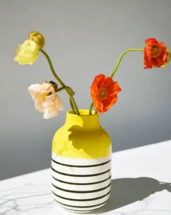 Motel a Miio Nuno L^Nuno Vase L Gelb Schwarz Gestreift