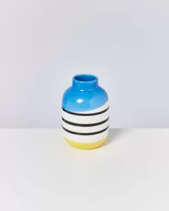 Motel a Miio Nuno M^Nuno Vase M Schwarz-Weis Gestreift Mit Blau