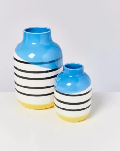 Motel a Miio Nuno M^Nuno Vase M Schwarz-Weis Gestreift Mit Blau