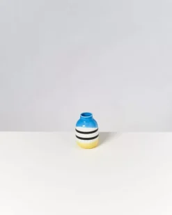 Motel a Miio Nuno S^Nuno Vase S Schwarz-Weis Gestreift Mit Blau